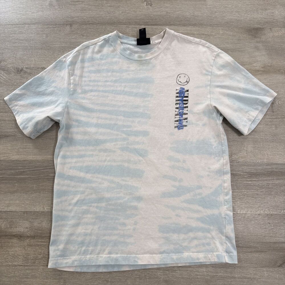 Nirvana Shirt Men’s Medium Nevermind Tracklist Blue Tie Dye H&M Relaxed Fit